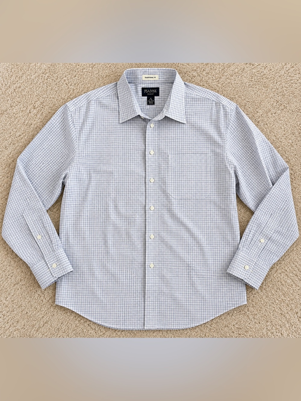 Jos. A. Bank Light Blue and White Windowpane Dress Shirt